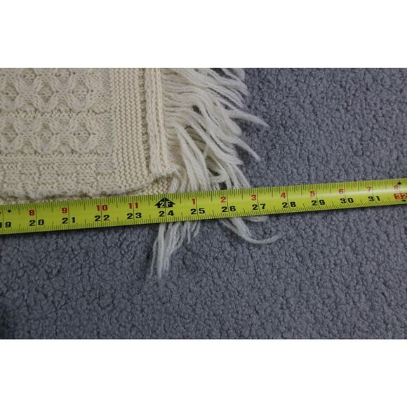 Aran Crafts Wool Scarf Cream Fisherman Cable Knit Merino Chunky 48" Ireland - Picture 2 of 4